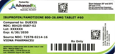 Ibuprofen And Famotidine 800/26.6mg #60 (Ibuprofen Famotidine 800 26.6mg 80425 0587 02)